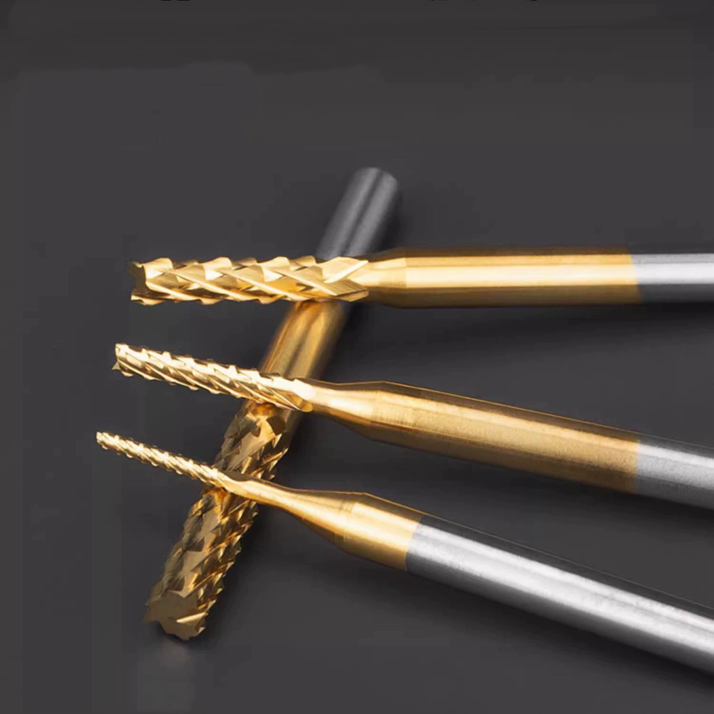 TiN Coated PCB Corn Milling Cutter Tungsten Steel Alloy Carbide Corn Shaped End Mill
