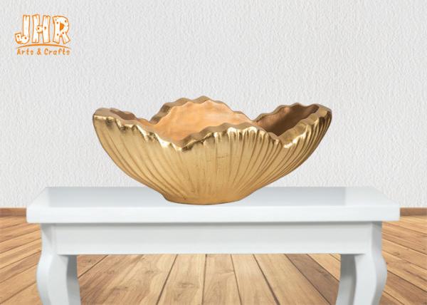 Buy cheap Home Decor Gold Leaf Fiberglass Decoration Table Vase Flower Serving Bowl from wholesalers