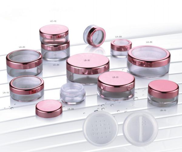 Empty Cosmetic Compact Containers Round Plastic Transparent Loose Powder Case