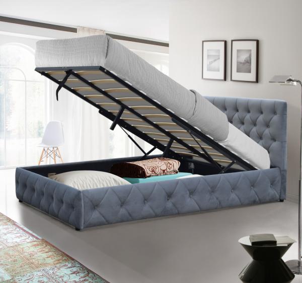 Buy cheap Plush Velvet Upholstered Ottoman Bed Frame King Size Storage Bed For Bedroom from wholesalers