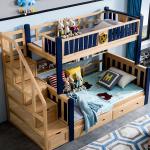 Wood Kids Teenager Bunk Beds Twin Over Full Bedroom Sets OEM