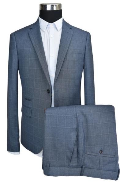 Buy cheap Spring Slim Fit Tailored Suits Grey Check 42-62 Size Adults Business from wholesalers