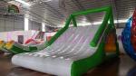 Green / White 0.9mm PVC Tarpaulin Blow Up Water Toy Floating Slide Rental