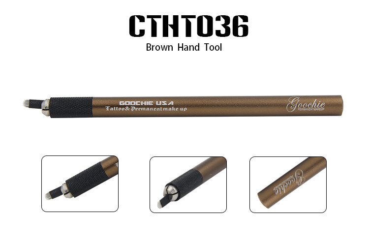 Metal Brown Manual Eyebrow Tattoo Pen 12.5cm Length 1.0cm Diameter