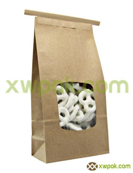 Buy cheap Clear Window Bleached Kraft Paper Tin Tie Bags With Square Bottom For Snack Food from wholesalers