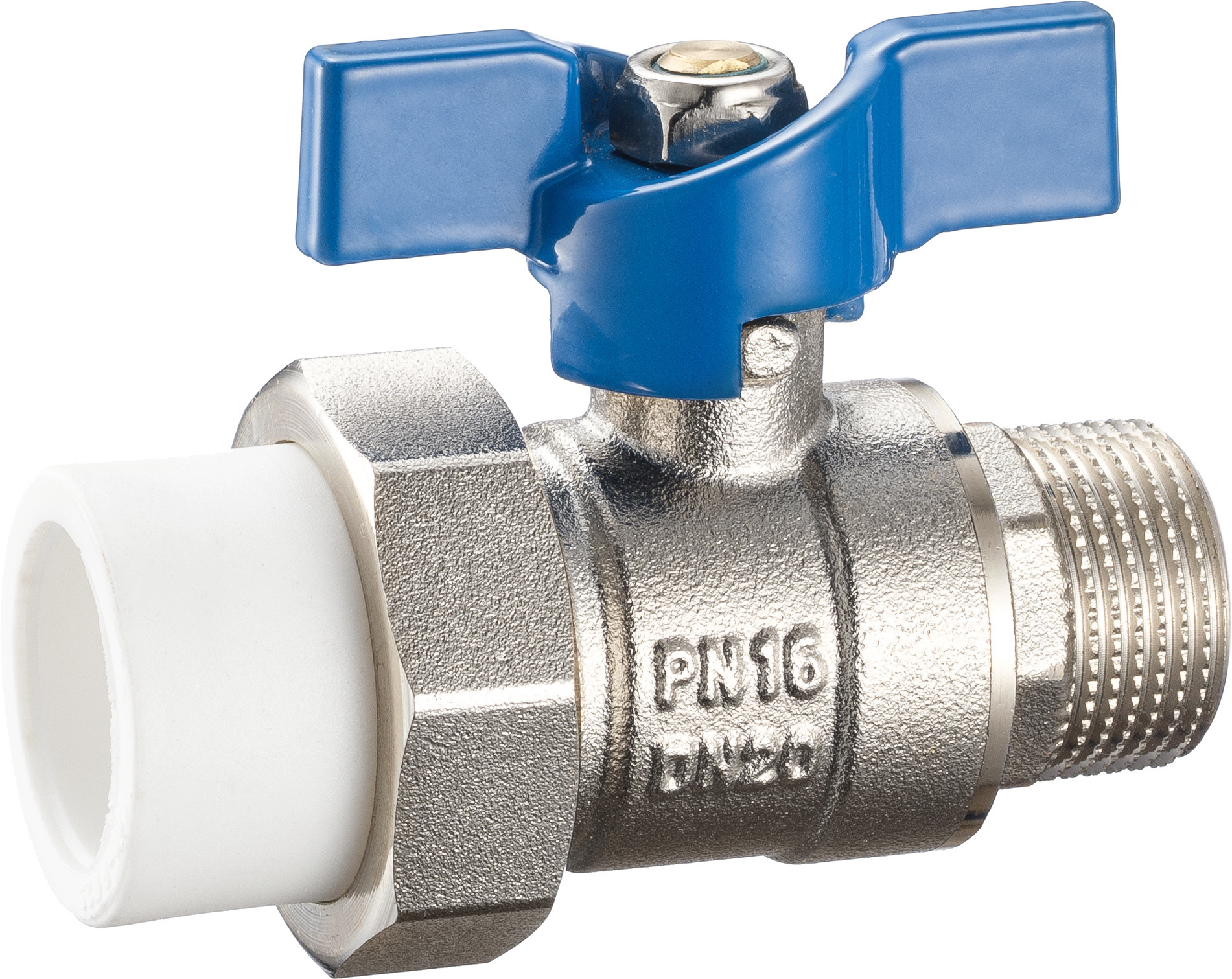 3401 3402 3403 Butterfly Handle Brass Ball Valve DN15 DN20 DN25 for Connections PP-R x PP-R, Female x PP-R, Male x PP-R