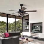 Home Office 5 Plywood 2000LM Crystal Ceiling Fan Light With DC AC Motor