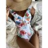 Buy cheap white and black flowers Ladies One-Piece SwimsuitmHigh Waist Sexy Bikini , butterfly shoulder design from wholesalers