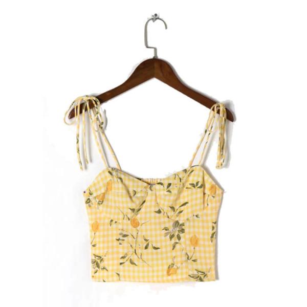 Buy cheap Summer Euramerican Women Sleeveless Tank Tops Small Broken Flower Condole Belt from wholesalers