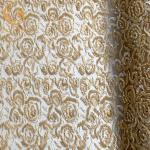 Gold Tulle Embroidered Beaded Heavy Handmade Lace Fabric For Dresses