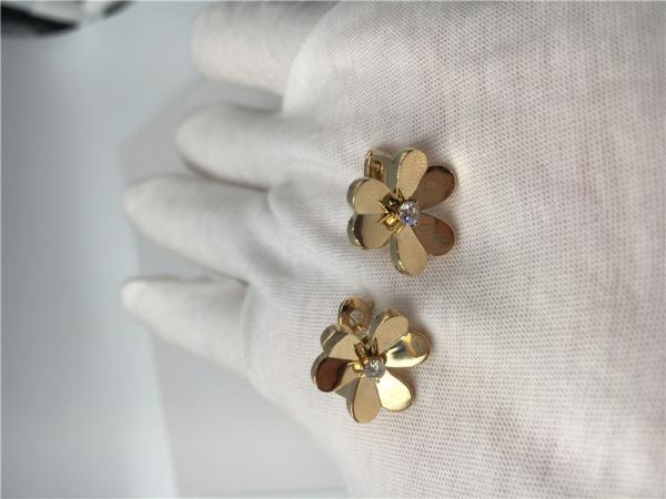 Buy cheap Unique Luster Diamond 18K Gold Earrings With Heart Shaped Petal Design from wholesalers