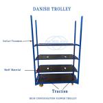 Plywood Folding 4 Wheel Danish Trolley Logistics Flower Fast Turnover Trolley