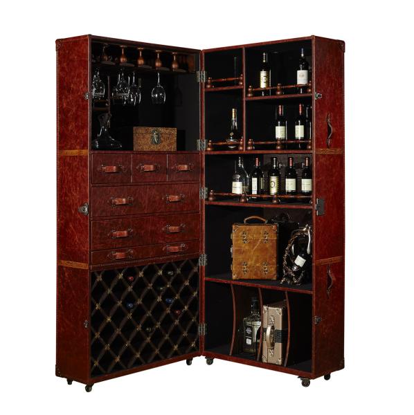 Quality High End Europe Retro Vintage Leather Wine Storage Cabinet With Multi function for sale