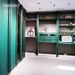 Green Walk-in Closet L-Shaped Wardrobe with Make-up Vanity