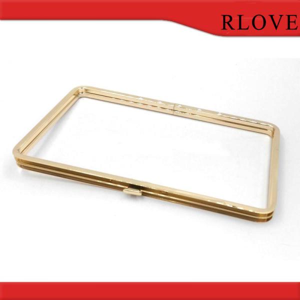 Fashion design hardware accessories gold iron rectangle box clip clutch frame