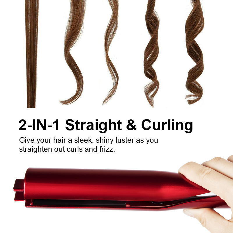 PTC Heating 2 In 1 Ceramic Curling And Straightening Iron Professional