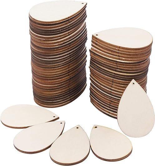 Wood Earring Blanks, Unfinished Teardrop Pendants for Crafts, Decoration,