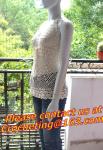 European style deep V-neck halter top ladies short paragraph bottoming openwork