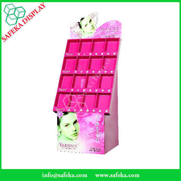 Custom printed Promotion Rack Supermarket advertising shelf Cardboard cosmetic display with pockets