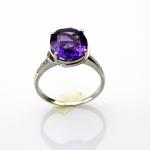 Sterling Silver Ring with 10mmx12mm Oval Purple Cubic Zircon (R206)