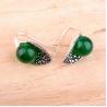 Buy cheap Thai Vintage Sterling Silver 10mm Round Green Agate Hoop Earrings (E11061GREEN) from wholesalers