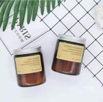 Christmas 200ml 300ml Amber Glass Candle Holder With Metal Lid