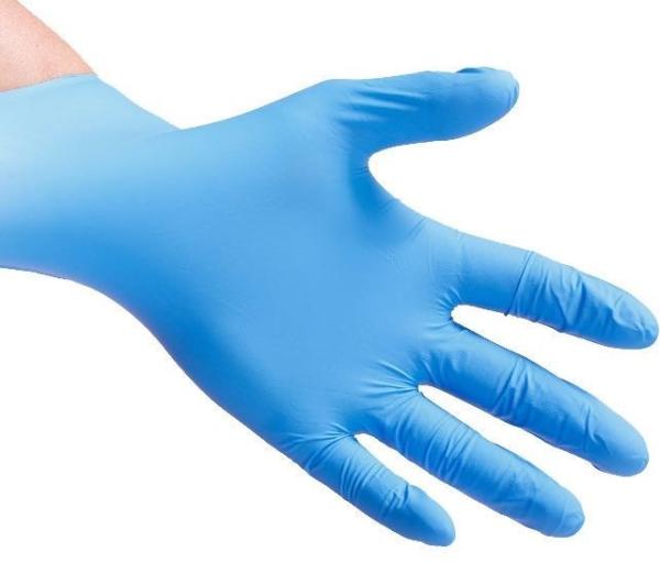 Buy cheap 245mm Powder Free Blue Vinyl Gloves Resistance To Chemical from wholesalers