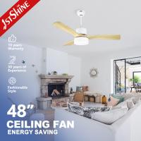Buy cheap 1stshine 220V DC 52" Solid Wood Blades Ceiling Fan with Light and 3 Color LED product