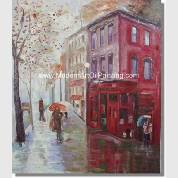 Buy cheap Abstract Oil Painting Paris Black White Red , Palette Knife Landscape Painting For A Gift from wholesalers