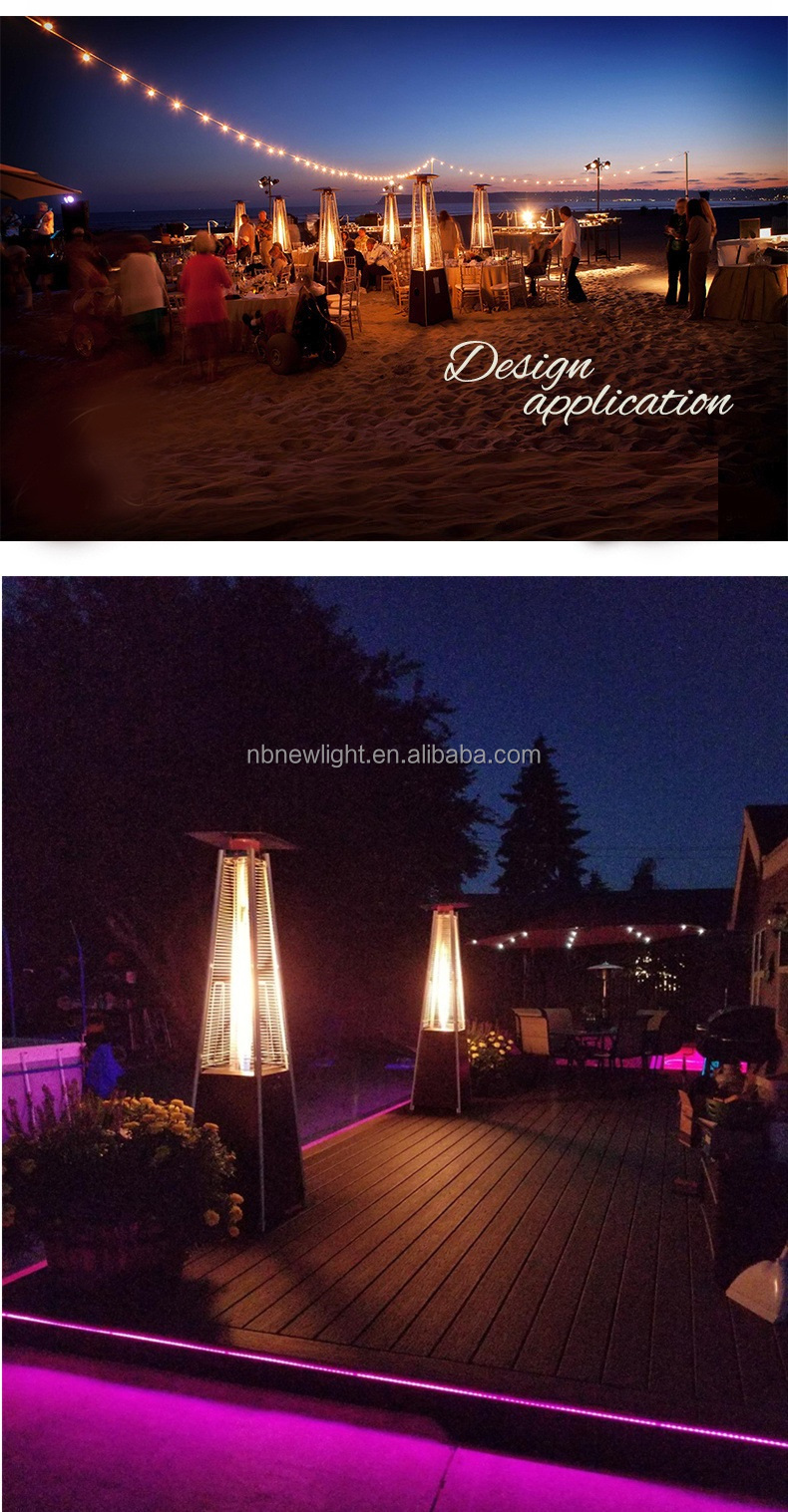 Style Glass Tube Outdoor Gas Heater with Stainless Steel Construction and Propane Fuel