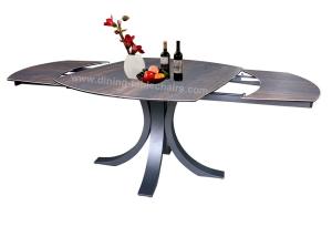 Wholesale Elegant Ceramic Top Dining Table Wood Grain Textured Top Black Leg from china suppliers