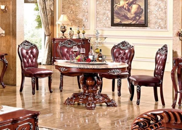 Buy cheap wood round carved marble top dining room table from wholesalers