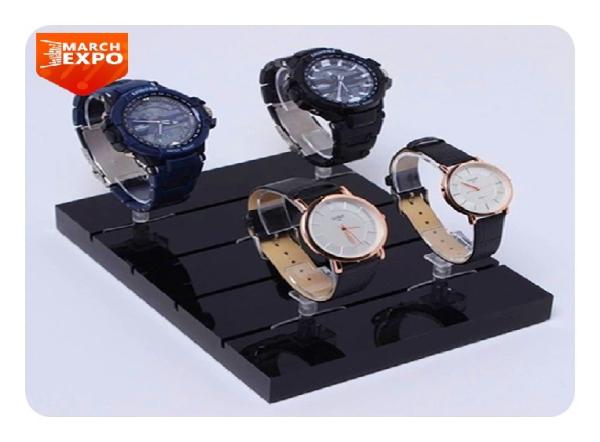 Buy cheap Custom Fashion Acrylic Watch Display Stand Desktop Black Color TDS-018 from wholesalers