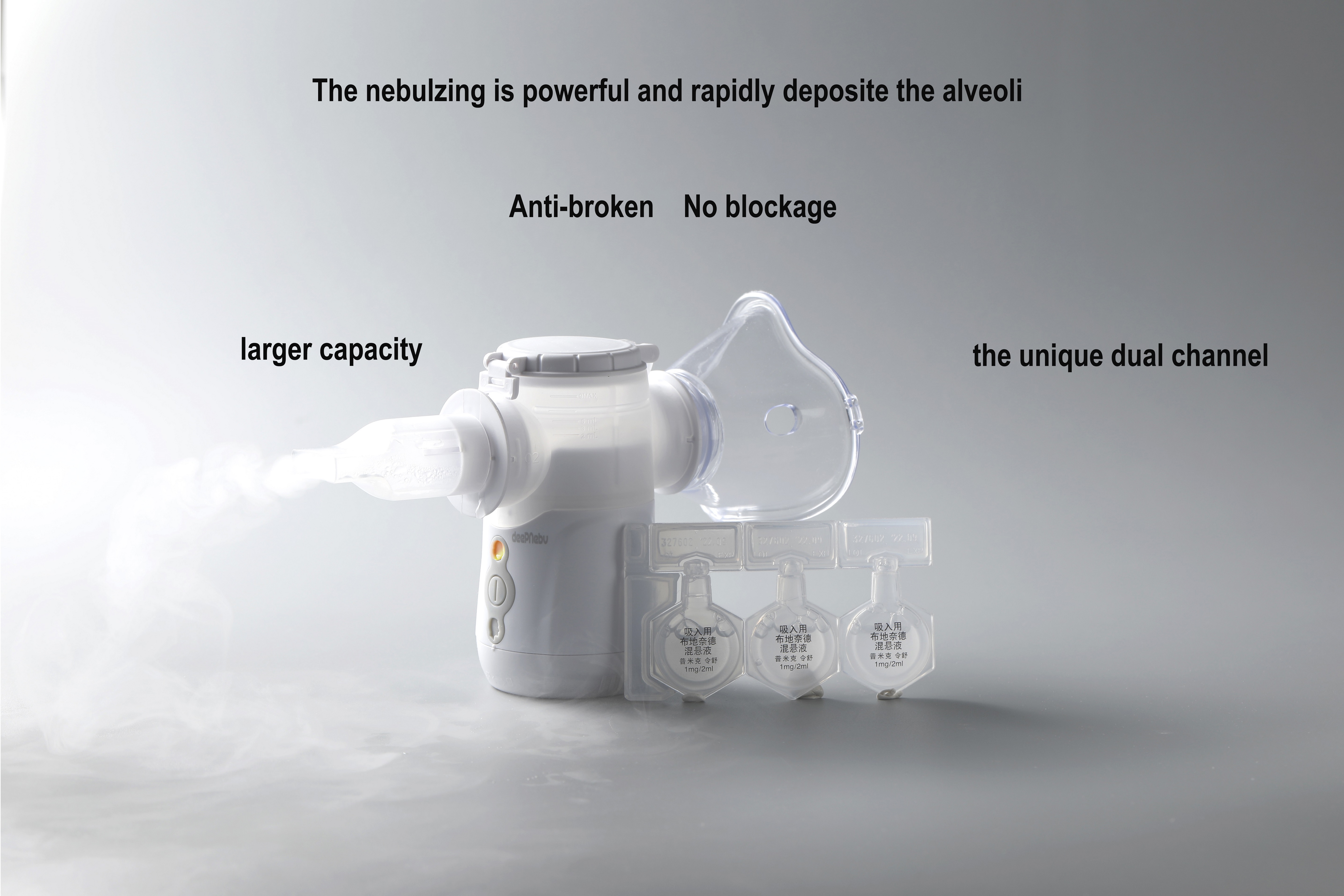 PP PC IP45 Asthma Mesh Nebulizer Breathing Portable One Button Adjustable Type C