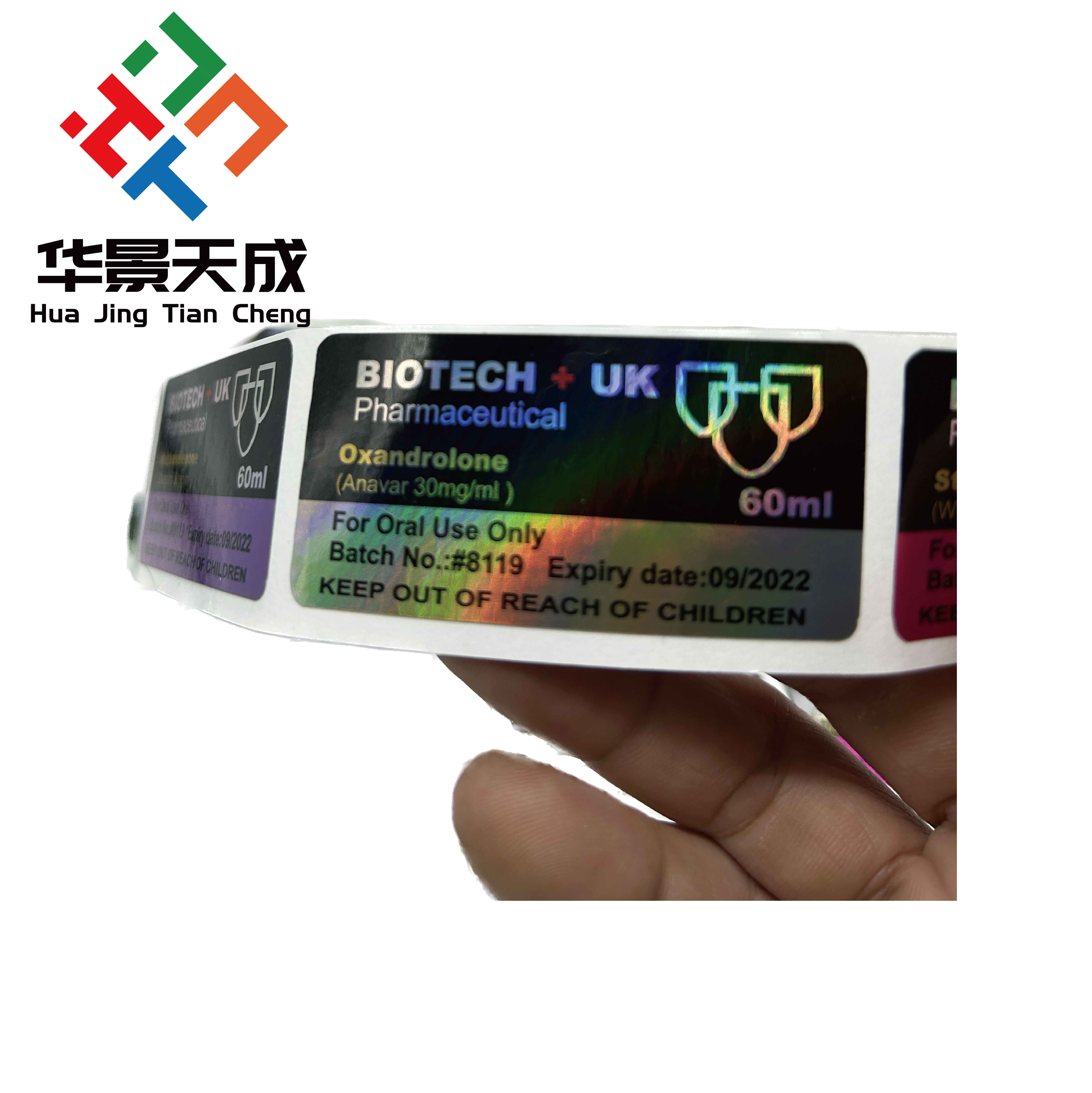 Polypropylene Custom Vial Labels with Removable Adhesive and Lamination Finishing
