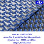 Plane Pattern Carbon Aramid Fabric Carbon Blue Carbon Kevlar Hybrid Fabric