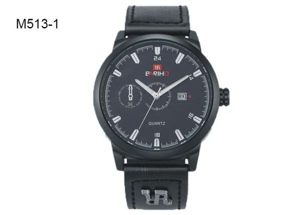 Buy cheap Date Display Men's Quartz Watch Black And Brown Leather Band M513 from wholesalers