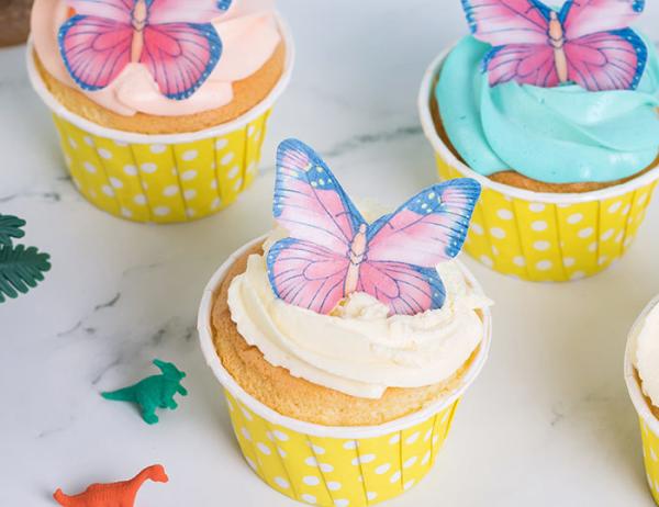 Buy cheap Vivid Pink Edible Decorations Edible Butterfly Cupcake Toppers 0.60 - 0.65 MM from wholesalers