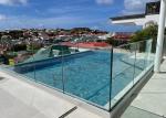 Modern Interior Glass Railing Balcony / Tempered Glass And Aluminum Deck Railing