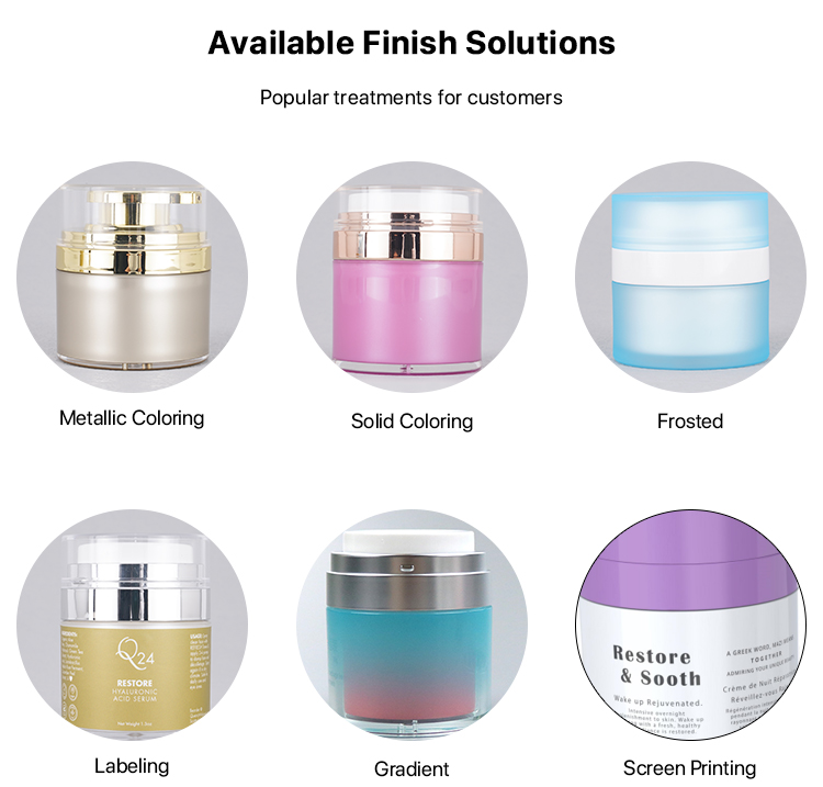 Custom 15ml 30ml 50ml Luxury Acrylic PP Plastic Airless Pump Powder Cream Skincare Empty White Jar For Cosmetic 1oz 2oz