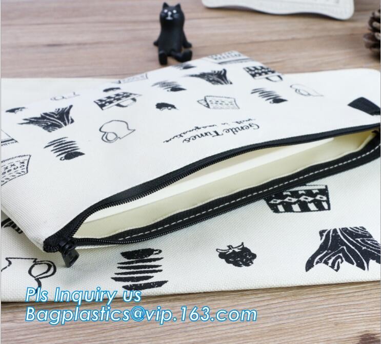 Pencil Case Cosmetic Bag Stationery Material School Supplies pencil box pen bag, zipper canvas pencil bag for students