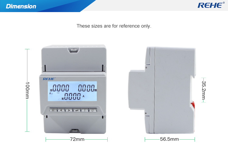 Din-Rail Three Phase Digital Power Meter Current Meter With LCD screen
