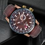 304L Stainless Steel Luxury Leather Watch 5ATM Water Resistant For Men