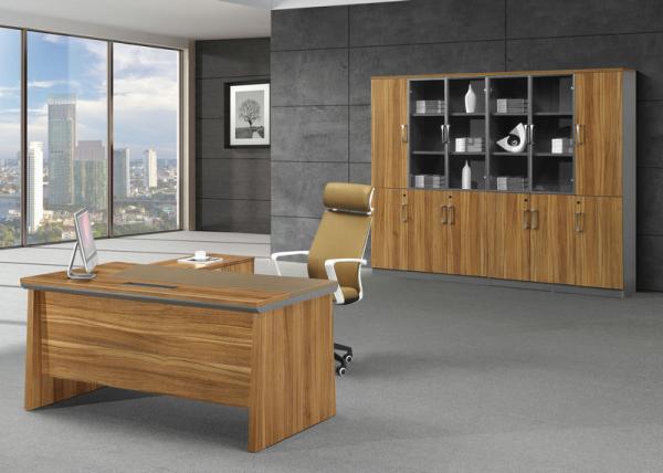 Fantastic Executive Office Furniture , Walnut Office Desk Large Storage