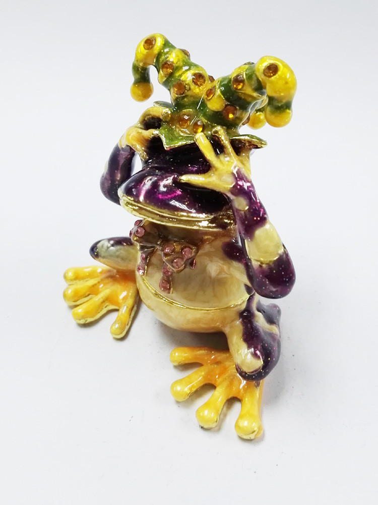 Chimbing frog hinged trinket box metal trinket box treasure box metal jewelry box