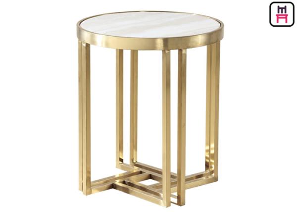Buy cheap D50 * H55 Cm Marble Top Stainless Steel Coffee Table Modern Hotel Furniture from wholesalers