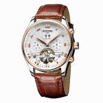 KINYUED Hot Sale Men Tourbillon Automatic Mechanical Watch Leather Strap Date