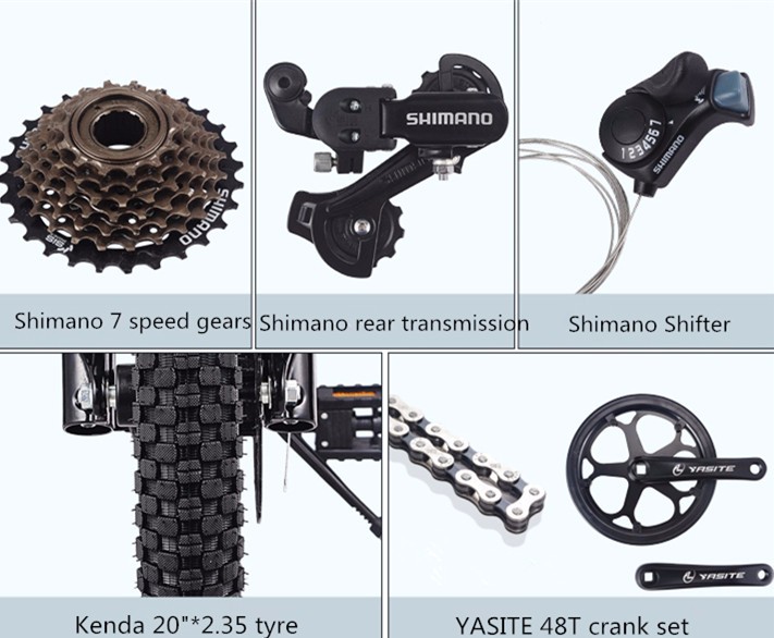 Convenient Shimano 7-speed-gears 6 Spoke MTB Style Aluminum Folding Electric Bike