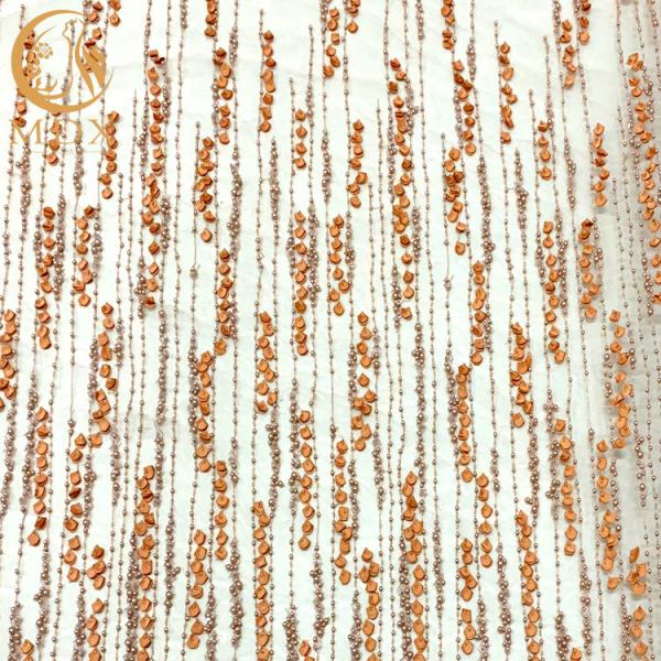 Buy cheap 3D Flower Lace Beaded Bridal Embroidery Fabrics For Party from wholesalers