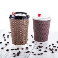 Buy cheap Customized Logo Disposable Paper Cup 16oz Hot Coffee Ripple Cup Eco - Friendly product
